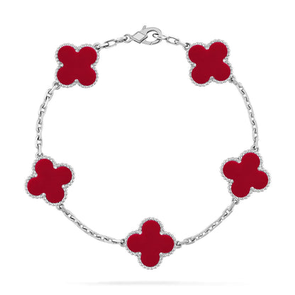 [LUXORA] CLOVER 5 MOTIF RED CORNELIAN BRACELET COLLECTION