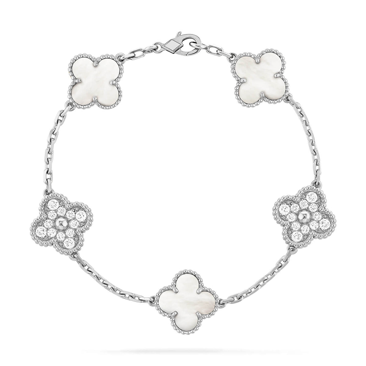 [LUXORA]CLOVER WHITE PEARL MOP 5 MOTIF BRACELET COLLECTION