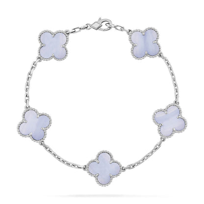 [LUXORA] CLOVER 5 MOTIF PURPLE CHALCEDONY BRACELET COLLECTION