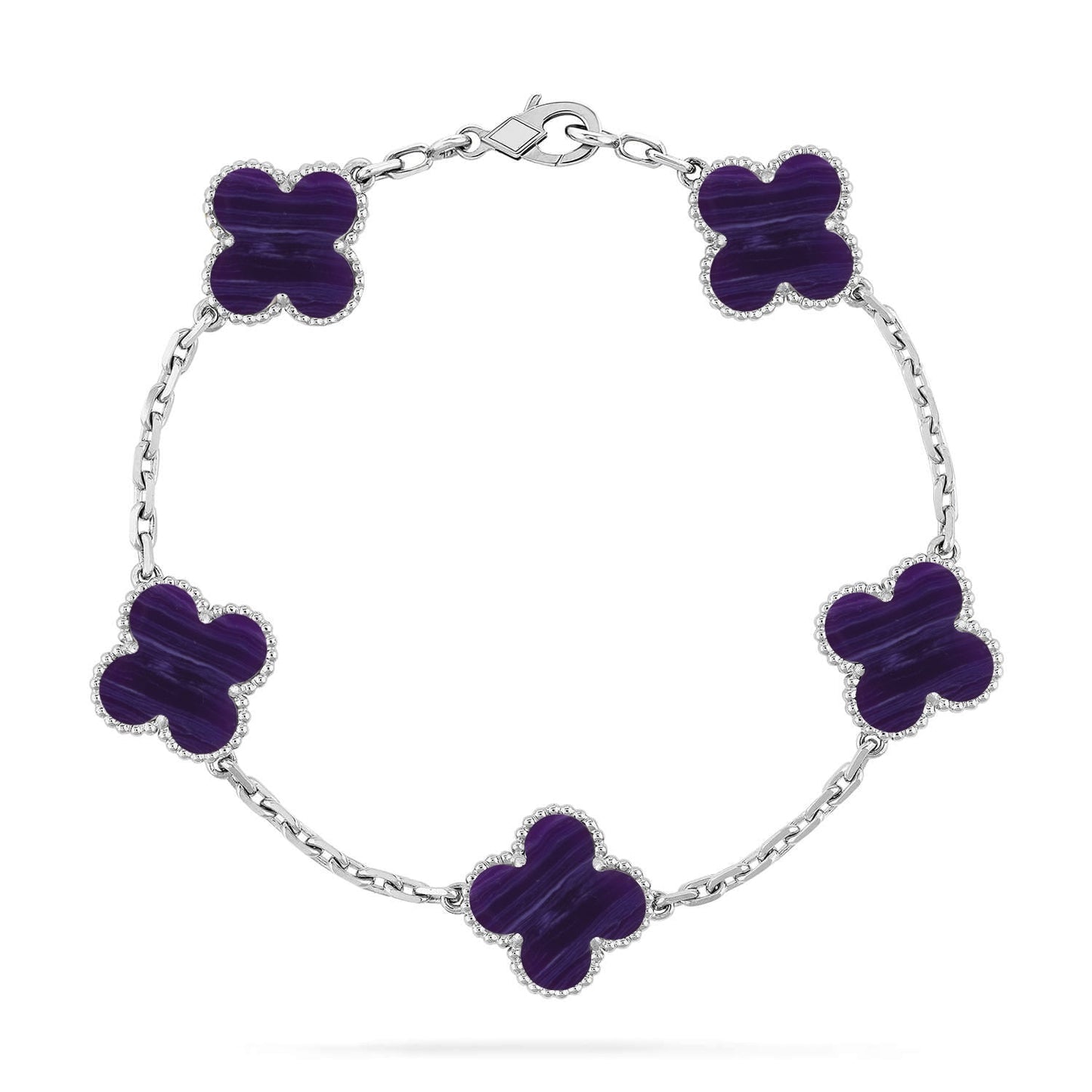 [LUXORA]CLOVER 5 MOTIF PURPLE STRIPES BRACELET COLLECTION