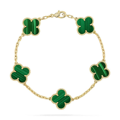 [LUXORA] CLOVER 5 MOTIF MALACHITE BRACELET COLLECTION