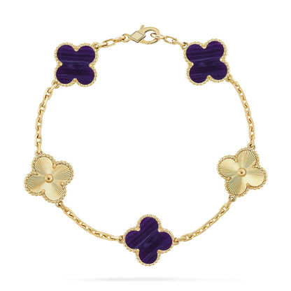 [LUXORA]CLOVER 5 MOTIF PURPLE STRIPES BRACELET COLLECTION