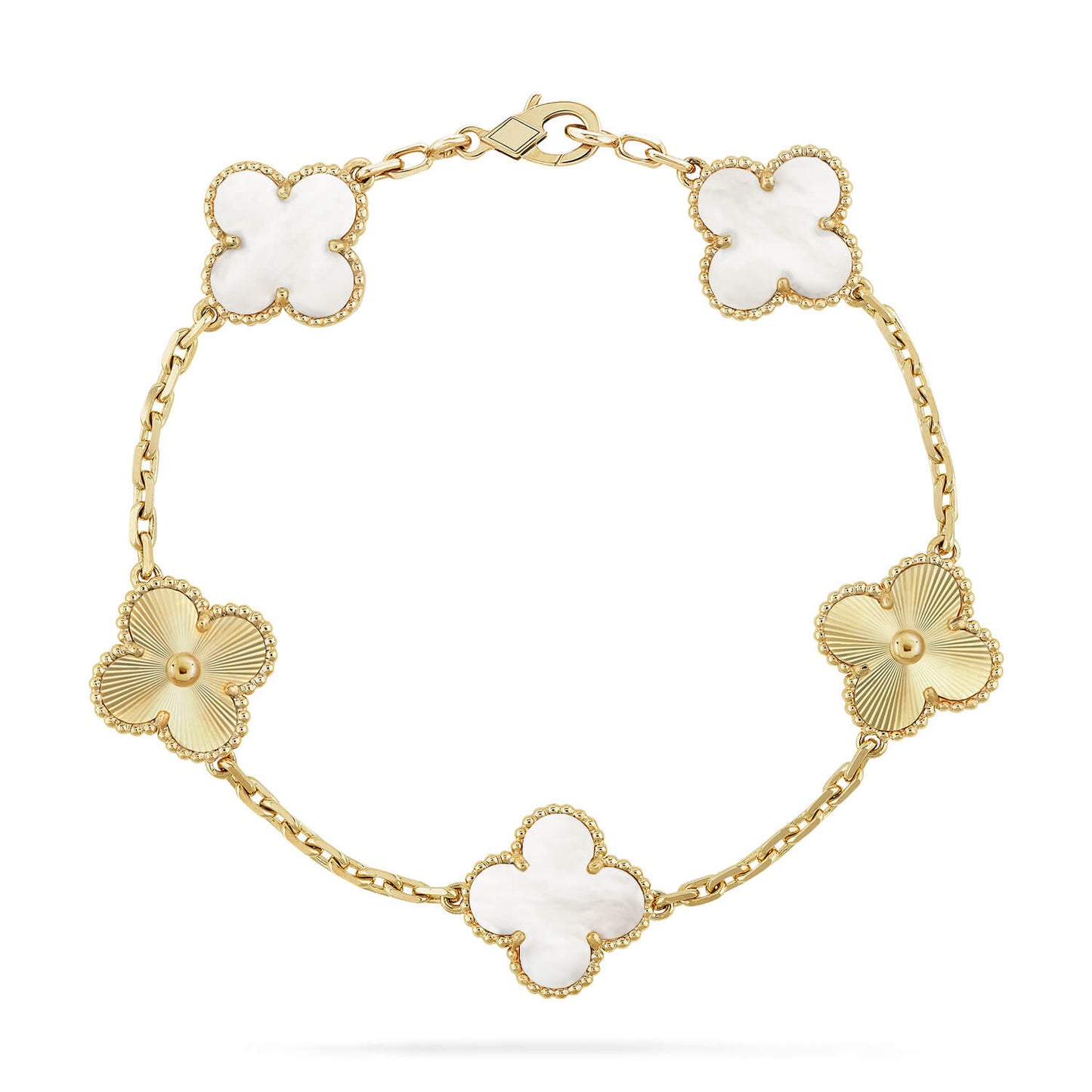 [LUXORA]CLOVER WHITE PEARL MOP 5 MOTIF BRACELET COLLECTION