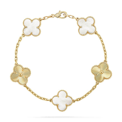 [LUXORA]CLOVER WHITE PEARL MOP 5 MOTIF BRACELET COLLECTION