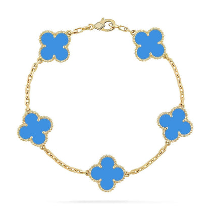 [LUXORA] CLOVER 5 MOTIF BLUE AGATE BRACELET COLLECTION