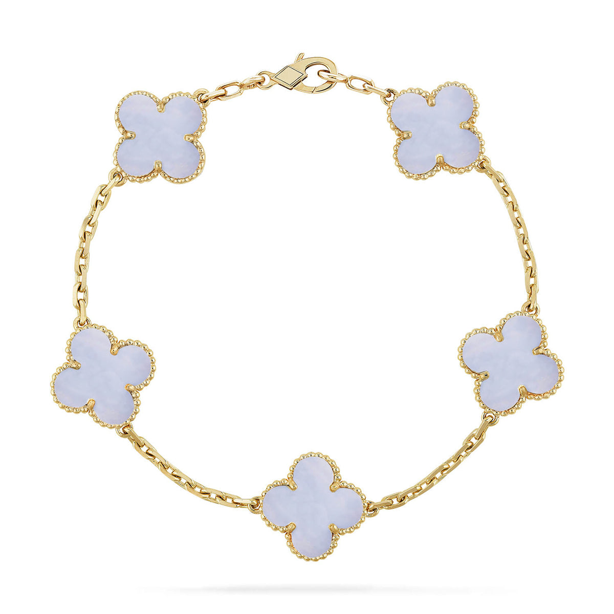 [LUXORA] CLOVER 5 MOTIF PURPLE CHALCEDONY BRACELET COLLECTION
