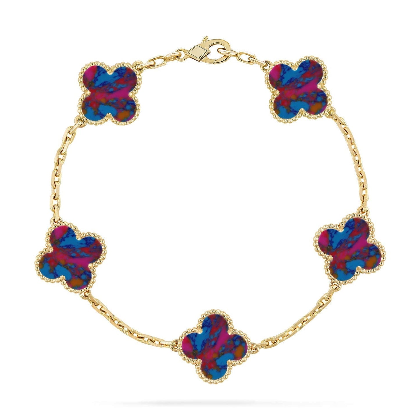 [LUXORA]CLOVER 5 MOTIF COLOR GEMSTONES BRACELET COLLECTION