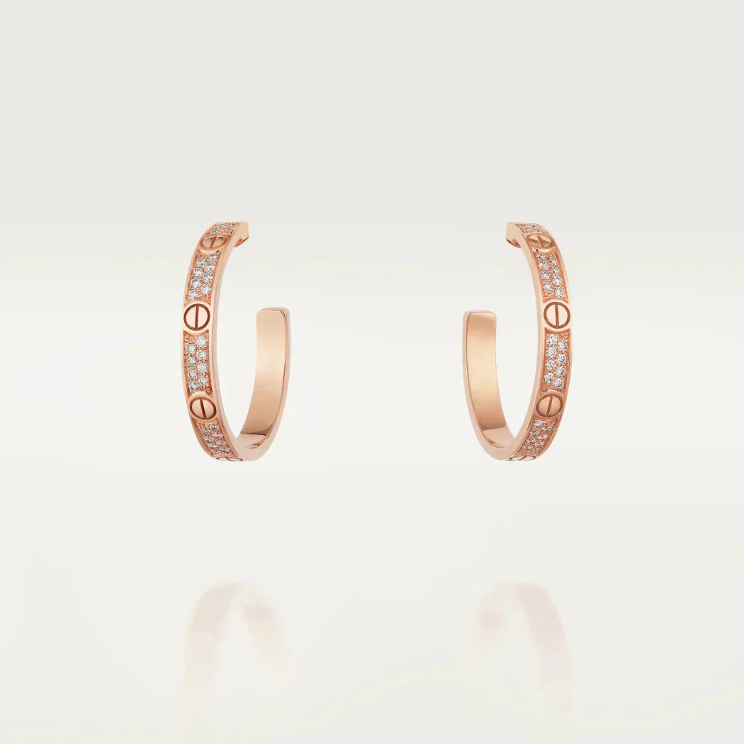 [LUXORA]LOVE DIAMOND PINK GOLD HOOP EARRINGS