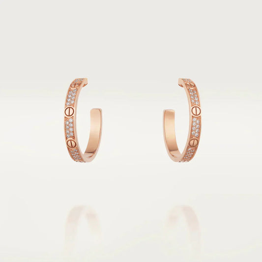 [LUXORA]LOVE DIAMOND PINK GOLD HOOP EARRINGS