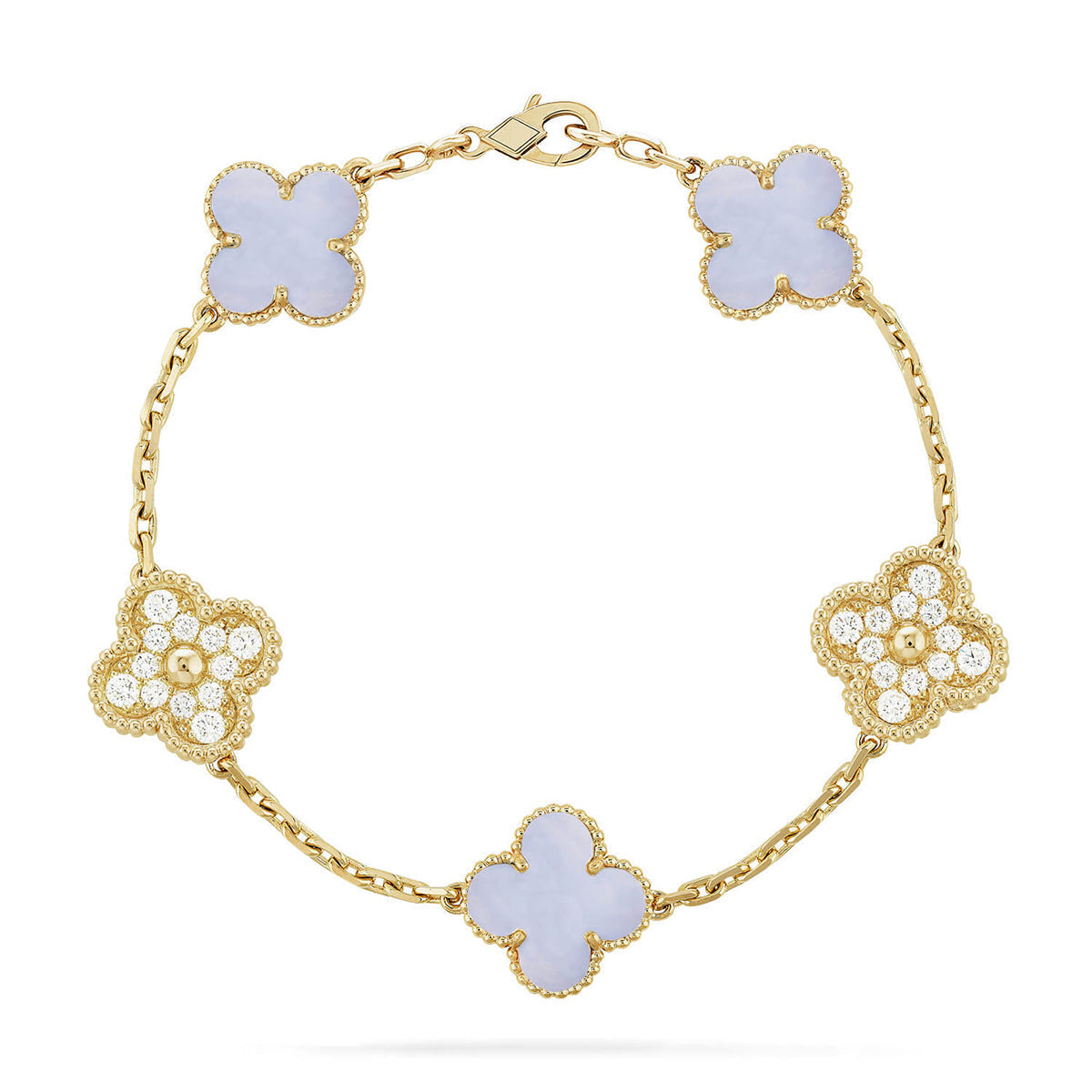 [LUXORA] CLOVER 5 MOTIF PURPLE CHALCEDONY BRACELET COLLECTION