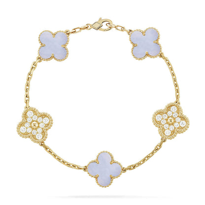 [LUXORA] CLOVER 5 MOTIF PURPLE CHALCEDONY BRACELET COLLECTION