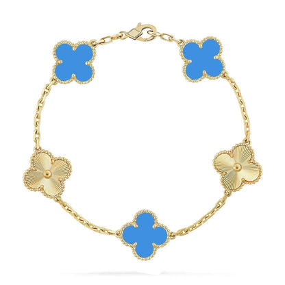 [LUXORA] CLOVER 5 MOTIF BLUE AGATE BRACELET COLLECTION