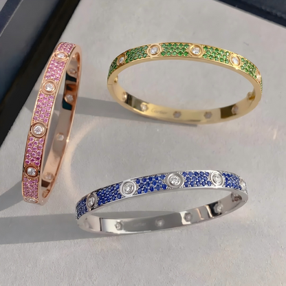 [LUXORA]2026 PAVE GEMSTONE LOVE BRACELET 6.1MM 10 DIAMONDS