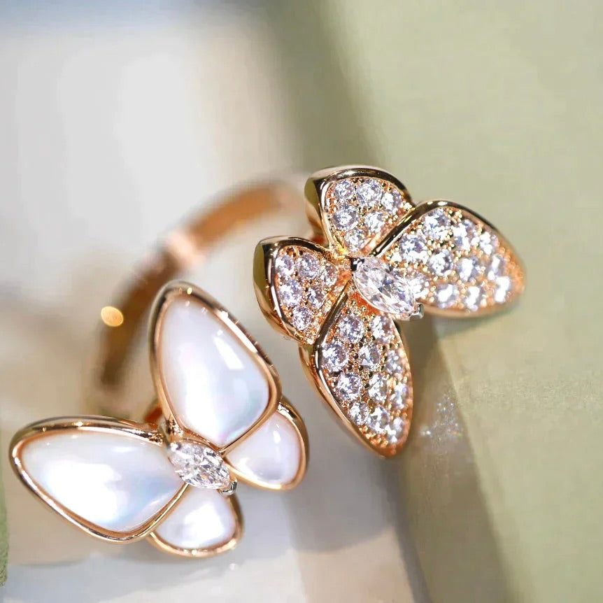 [LUXORA]TWIN BUTTERFLY DIAMOND MOP RING
