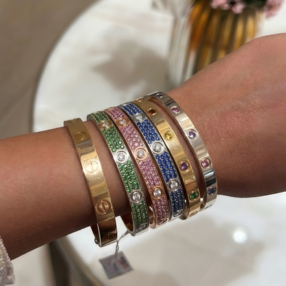 [LUXORA]2026 PAVE GEMSTONE LOVE BRACELET 6.1MM 10 DIAMONDS