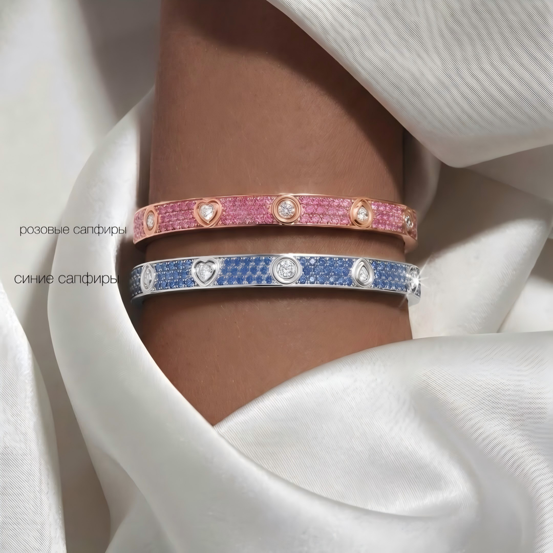 [LUXORA]2026 PAVE GEMSTONE LOVE BRACELET 6.1MM 10 DIAMONDS