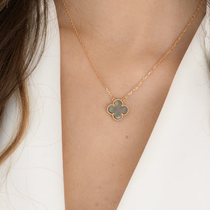 [LUXORA]CLOVER 15MM  GRAY MOTHER OF PEARL NECKLACE