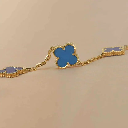 [LUXORA] CLOVER 5 MOTIF BLUE AGATE BRACELET COLLECTION