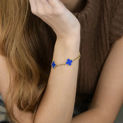 [LUXORA] CLOVER 5 MOTIF BLUE AGATE BRACELET COLLECTION