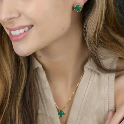 [LUXORA]CLOVER MINI 9.5MM MALACHITE  EARRINGS