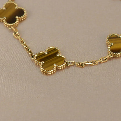 [LUXORA] CLOVER 5 MOTIFS TIGER EYE BRACELET COLLECTION
