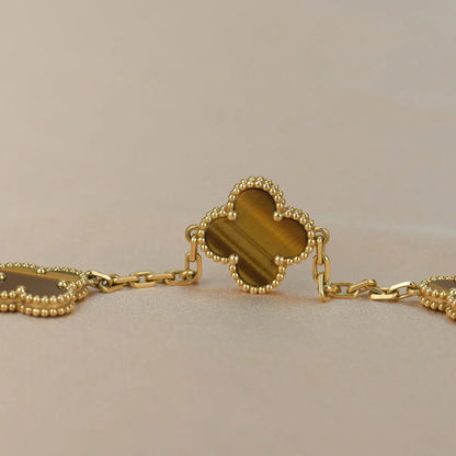 [LUXORA] CLOVER 5 MOTIFS TIGER EYE BRACELET COLLECTION