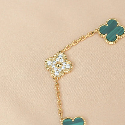 [LUXORA] CLOVER 5 MOTIF MALACHITE BRACELET COLLECTION