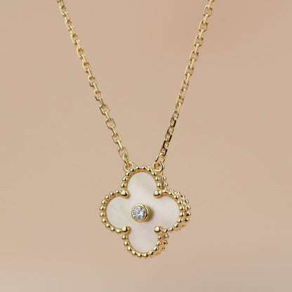 [LUXORA]CLOVER 15MM DIAMOND GOLD MOTHER OF PEARL NECKLACE