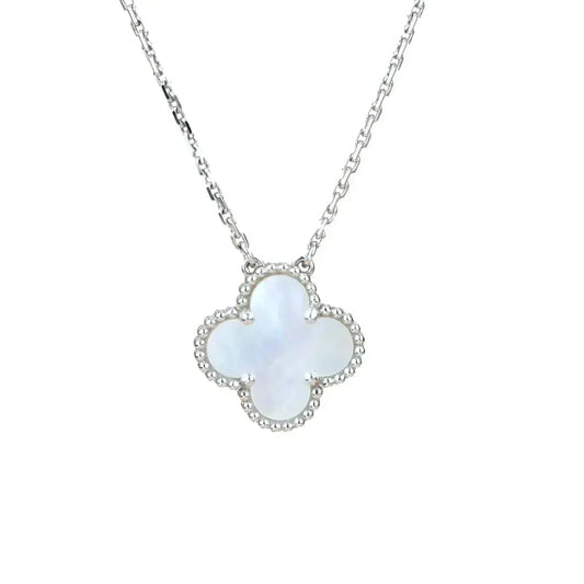 [LUXORA]CLOVER  15MM WHITE MOTHER-OF-PEARL SILVER
