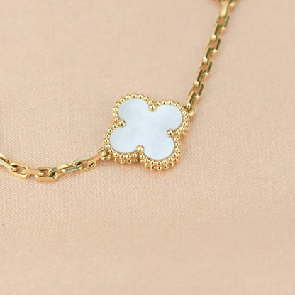 [LUXORA]CLOVER WHITE PEARL MOP 5 MOTIF BRACELET COLLECTION