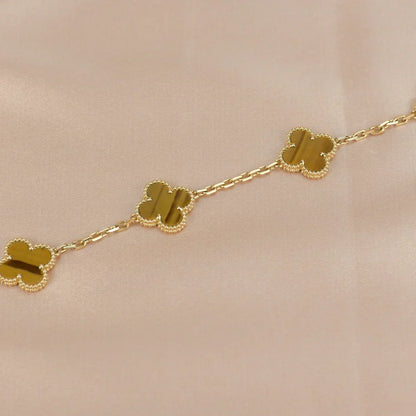 [LUXORA] CLOVER 5 MOTIFS TIGER EYE BRACELET COLLECTION