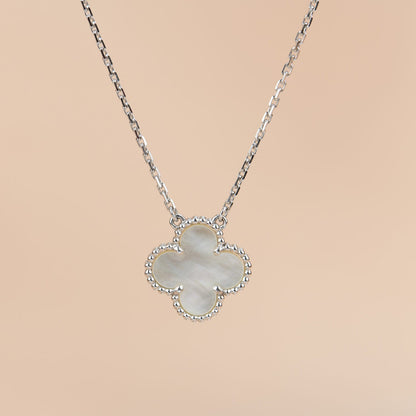 [LUXORA]CLOVER  15MM WHITE MOTHER-OF-PEARL SILVER