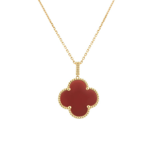 [LUXORA]CLOVER 25MM NECKLACE GOLD CARNELIAN