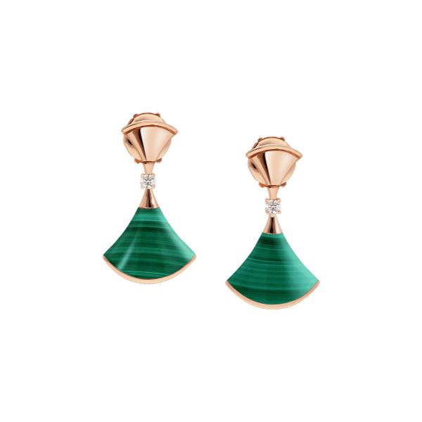 [LUXORA]DREAM MALACHITE PINK GOLD EARRINGS