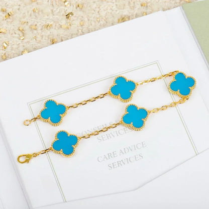 [LUXORA] CLOVER 5 MOTIF TURQUOISE BRACELET COLLECTION