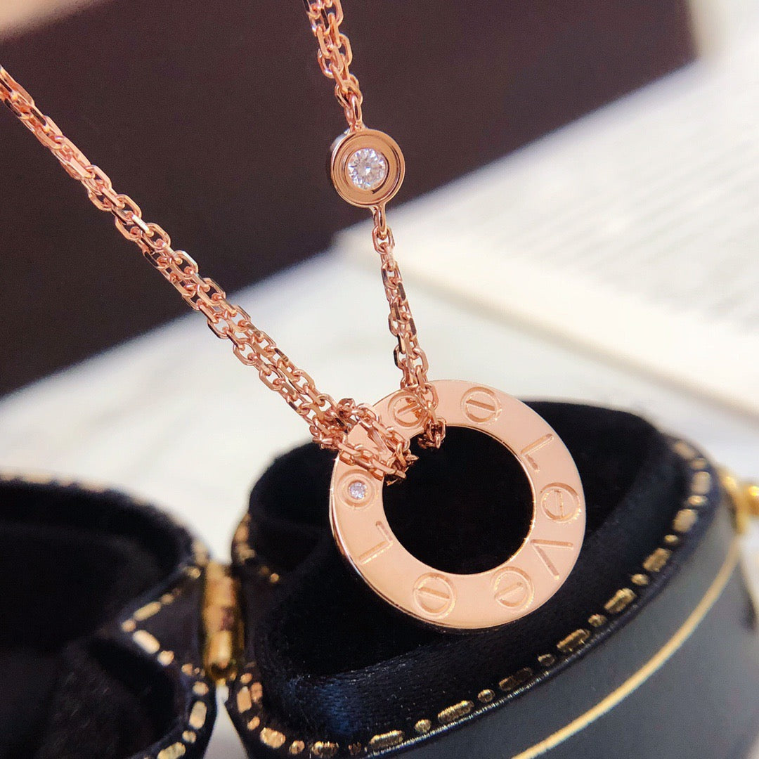 [LUXORA]LOVE NECKLACE 16MM 2 DIAMONDS