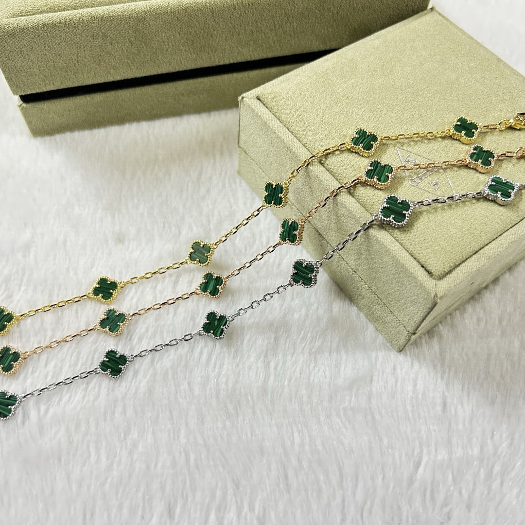 [LUXORA]CLOVER 6 MOTIF MALACHITE BRACELET