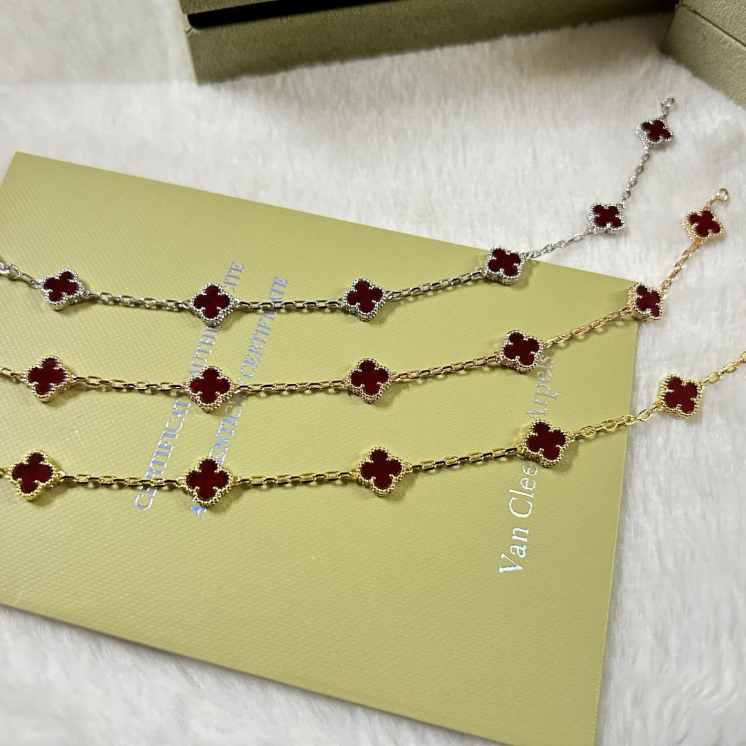 [LUXORA]CLOVER 6 MOTIF RED AGATE BRACELET