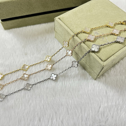 [LUXORA]CLOVER 6 MOTIF WHITE MOP BRACELET