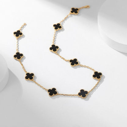 [LUXORA]CLOVER 10 MOTIFS ONYX NECKLACE