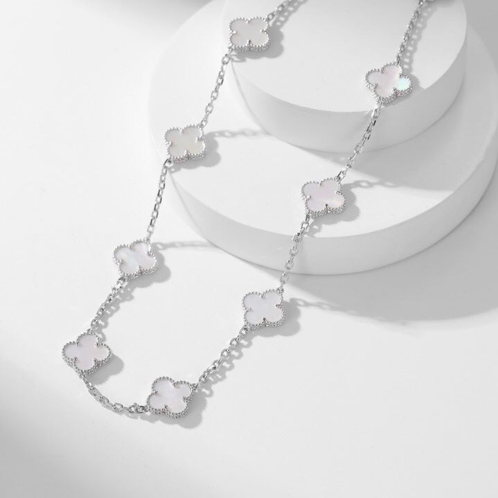 [LUXORA]CLOVER 10 MOTIFS WHITE MOTHER OF PEARL NECKLACE