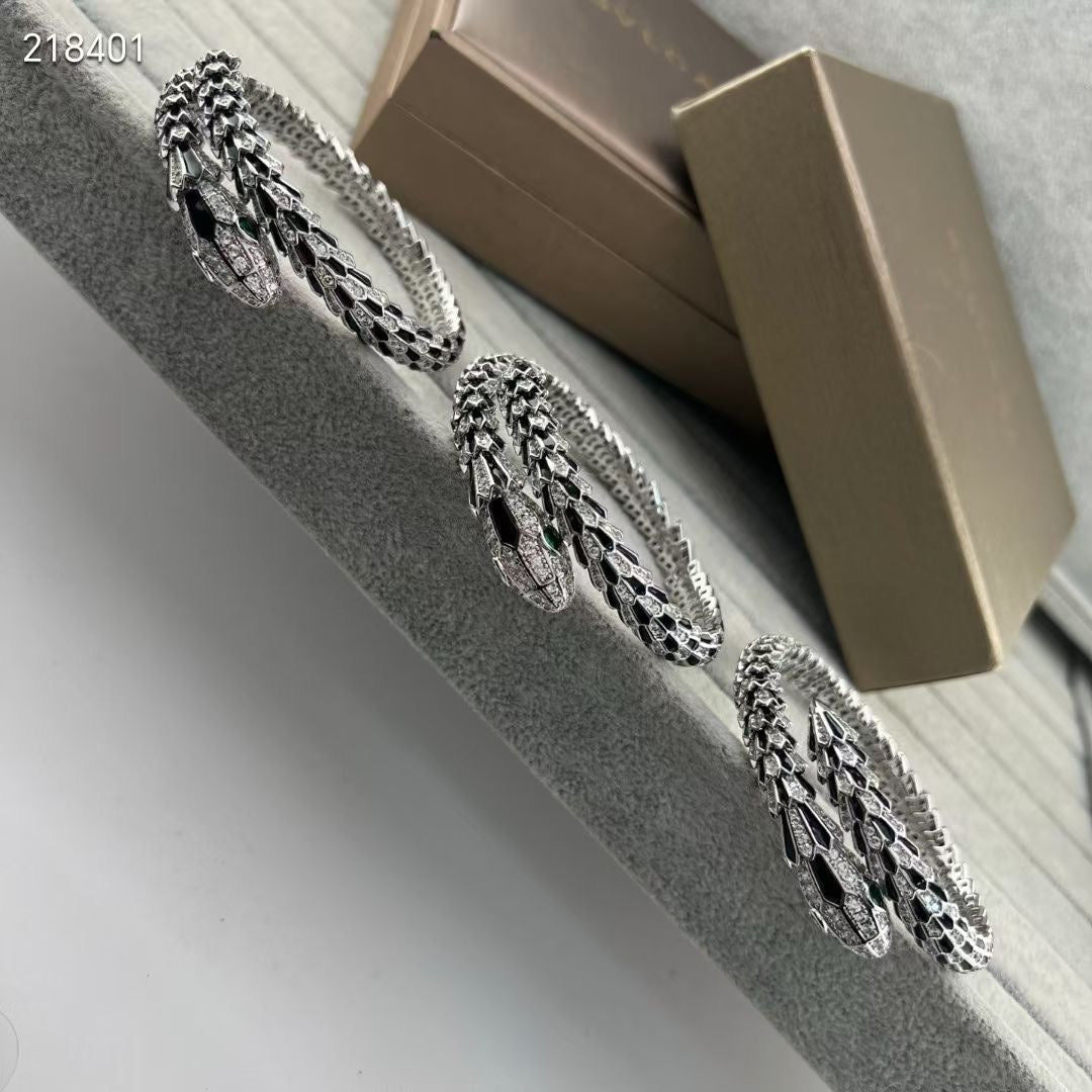 [LUXORA]NEW OBSIDIAN & DIAMOND SERPENT BRACELET