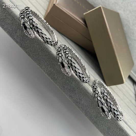 [LUXORA]NEW OBSIDIAN & DIAMOND SERPENT BRACELET