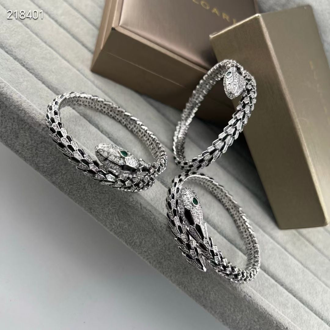 [LUXORA]NEW OBSIDIAN & DIAMOND SERPENT BRACELET