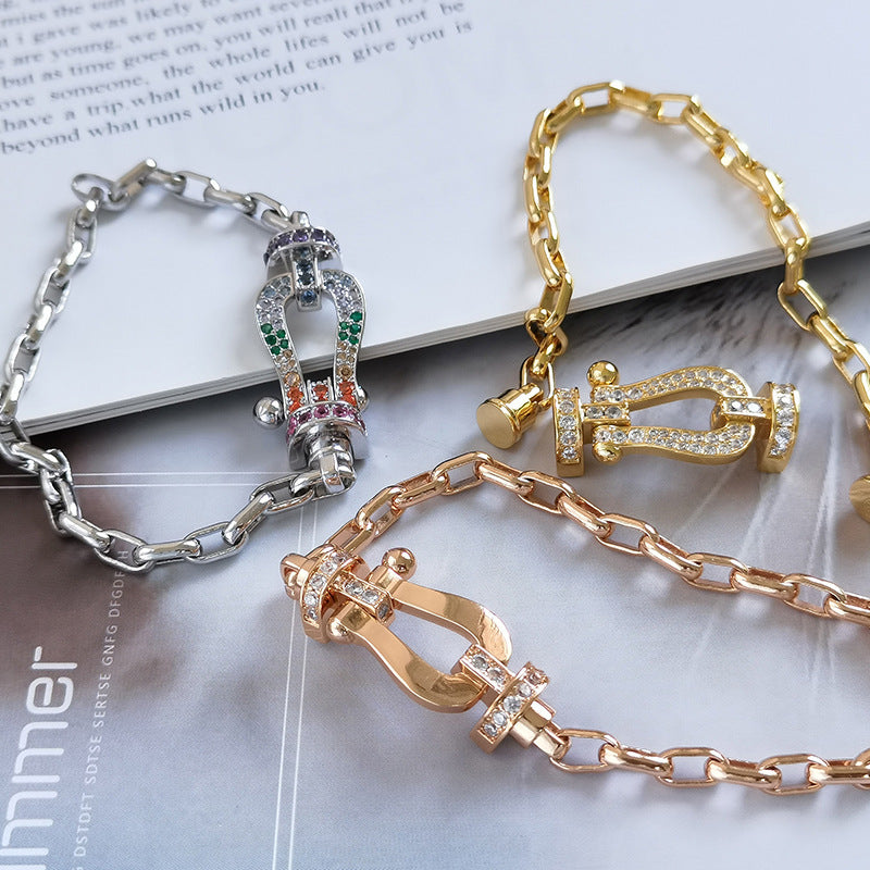 [LUXORA]FORCE LARGE HORSESHOE CLASP  METAL BRACELET