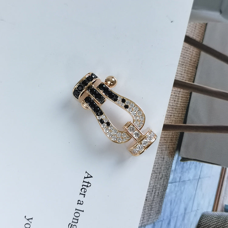 [LUXORA]FORCE LARGE HORSESHOE BLACK WHITE DIAMOND BRACELET ROSE GOLD