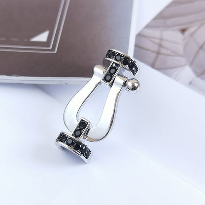 [LUXORA]FORCE LARGE HORSESHOE BLACK DIAMOND BRACELET SILVER
