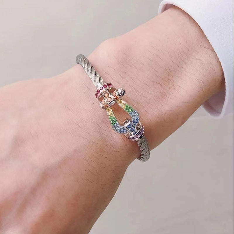 [LUXORA]FORCE LARGE HORSESHOE  COLORED DIAMOND BRACELET ROSE GOLD