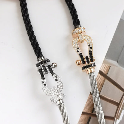 [LUXORA]FORCE LARGE HORSESHOE BLACK WHITE DIAMOND BRACELET ROSE GOLD