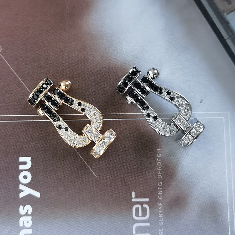 [LUXORA]FORCE LARGE HORSESHOE BLACK WHITE DIAMOND BRACELET ROSE GOLD